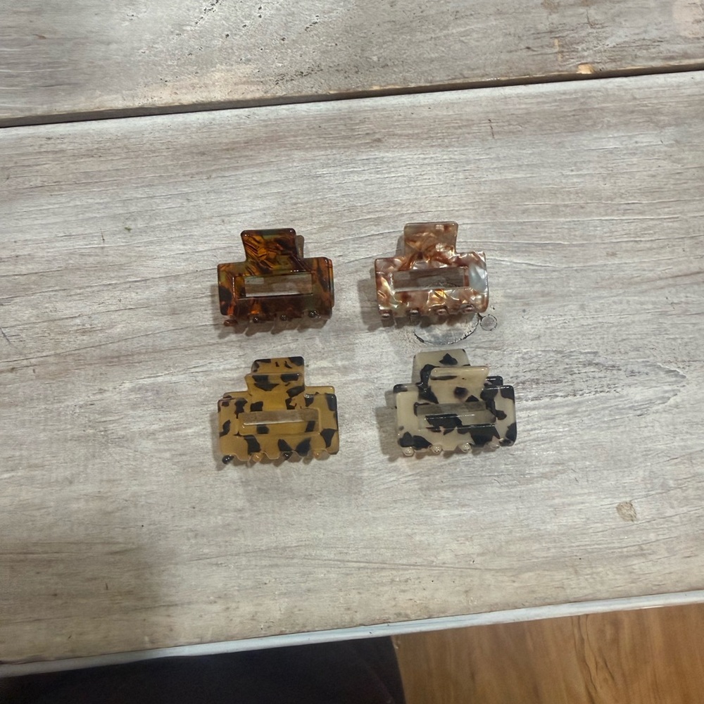 Set of Four Tortoise Shell Mini Hair Clips